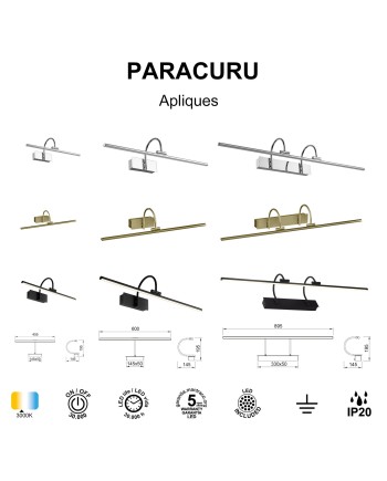 PARACURU * APLIQUE LED 8W 3000K NEGRO